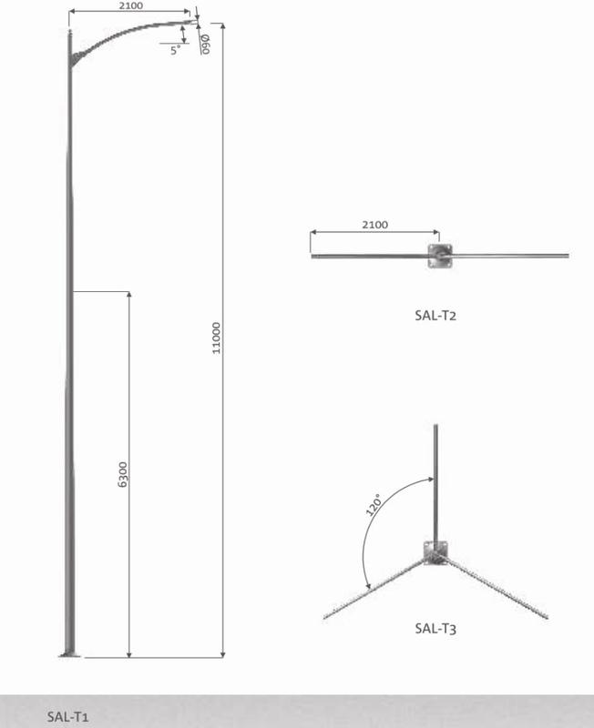 Lampadaire d'éclairage urbain décoratif SAL T3wzm - Rosa