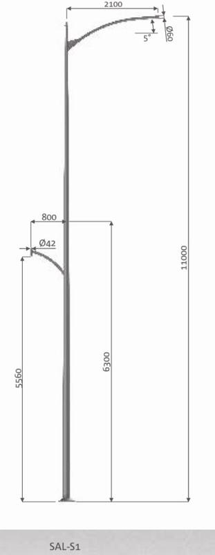 Lampadaire d'éclairage urbain décoratif SAL S1wzm Rosa