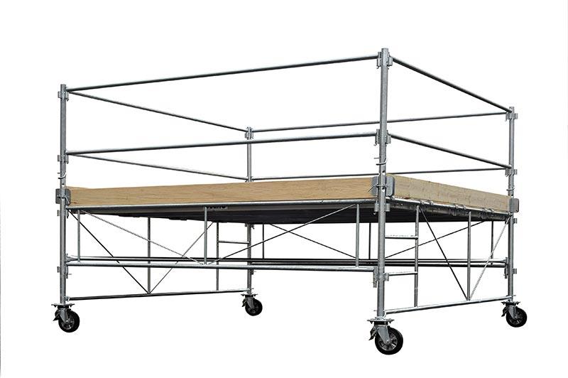 Echafaudage roulant tour location 3 m x 3 m - 1.20 m hauteur plancher - hauteur travail maxi 3.20 m