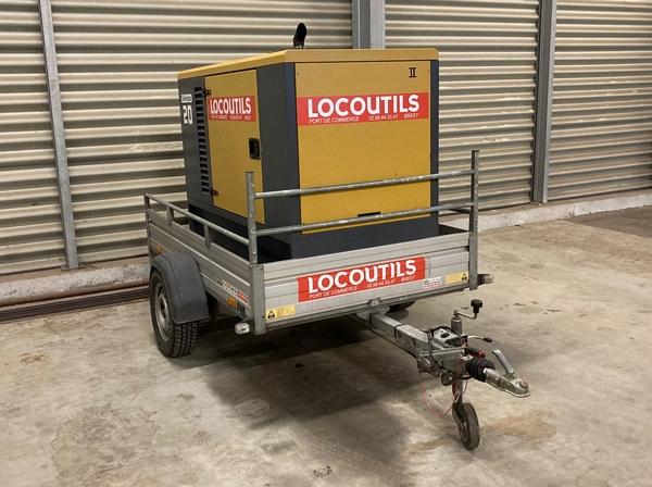 Groupe électrogène 20kva insonorisé diesel sur remorque - Référence loc-gr-elec-20k-1 - 230V et 400V