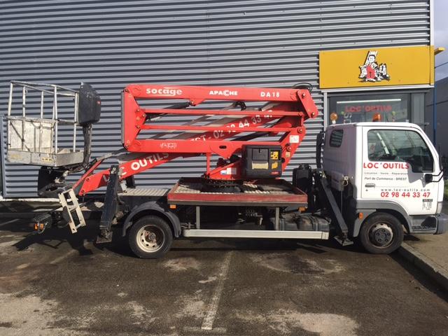 Camion nacelle VL 3T5 articulée - location - 18 m hauteur de travail - 16 m hauteur de plancher