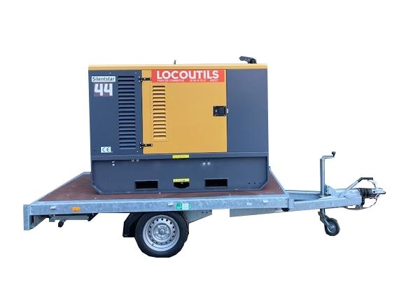 Groupe électrogène 40kva insonorisé diesel sur remorque - loc-gr-elec-40k-2 - 230V et 400V - Permis E obligatoire