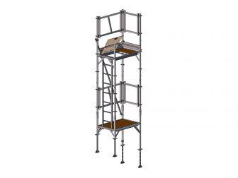 Échafaudage d'escalier - pour cages d'escalier, hauteur de travail 5 m, pieds à vérins réglables