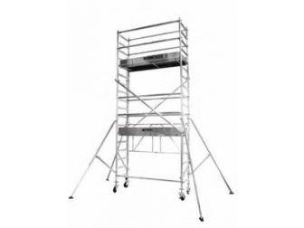 Échafaudage alu pliant - hauteur de travail 5 m - plancher 3 m - largeur base 77 cm