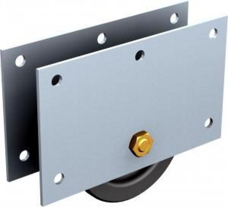 Roues pour portail coulissant - Galets diamètre 180 sur plaque pour rond D35