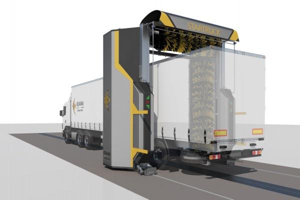 Portique PL Startruck - Structure en acier galvanisé, brosses verticales et horizontales, lavage automatique de camions et véhicules