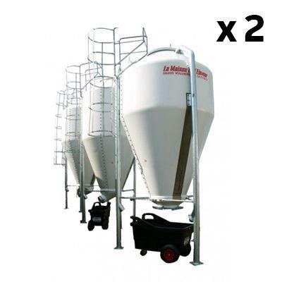 Silos 6 m³ fibre de verre et résine, livrés en kit, sur trois pieds galvanisés (livrés par 2)