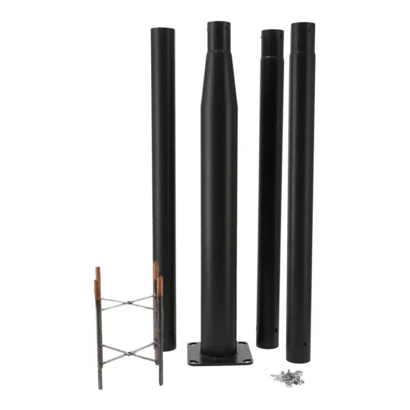 Mât d'Éclairage Public 3,70m Noir Démontable - Acier, pour lampadaires LED et solaires