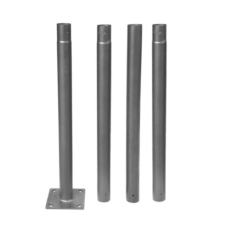 Mât Lampadaire Acier Démontable 2 à 4m Ø76mm - Gris, épaisseur 1,8 mm, base 215 x 215 mm