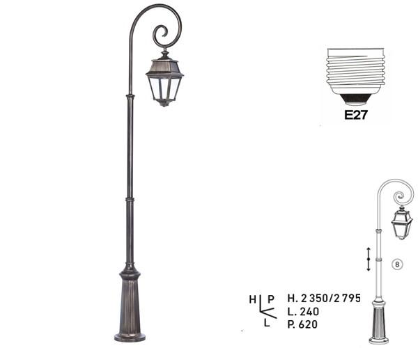 Lampadaire AVENUE 2 CROSSE E27 IP44 - Hauteur 2350 mm - 5 finitions - Réf. BEAV549219P