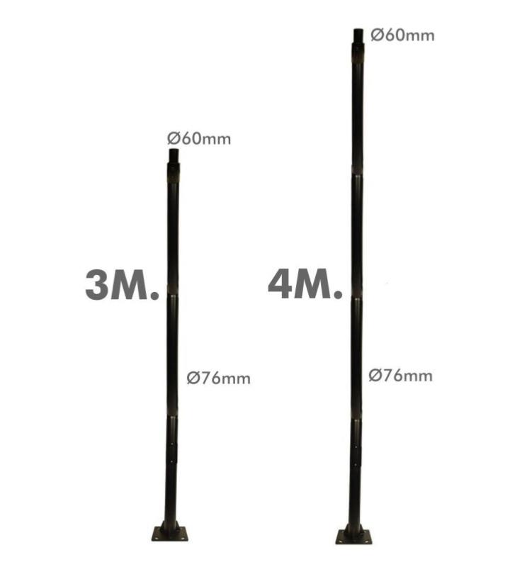Colonne acier galvanisé pour éclairage public 3M/4M démontable