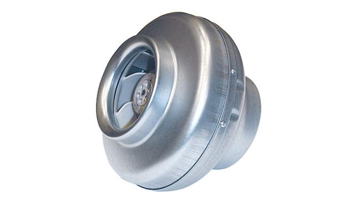 Ventilateur centrifuge à réaction en ligne TF - acier galvanisé, IP44, moteur monophasé à rotor externe