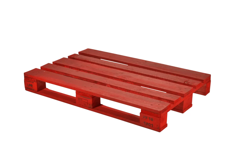 Palette Europe en bois 800 x 1200 mm - PR080 avec 4 entrées et peinture rouge