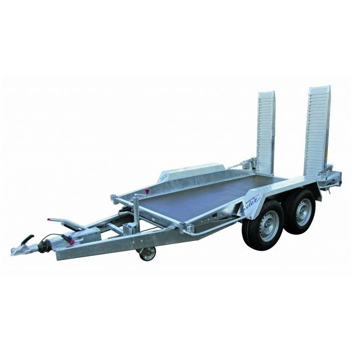 Remorque porte engin Lider 40860 - 300x145 cm, PTAC 3500 kg, timon fixe, 2 essieux, freinage à inertie