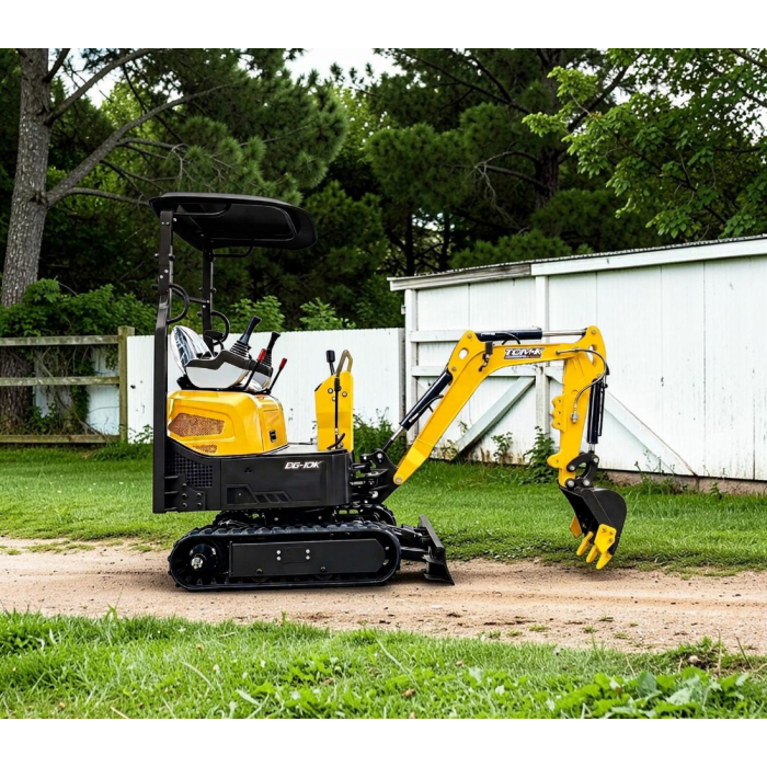Mini pelle DG-10K Tom'K (moteur Kubota diesel) - 1000 kg, bras orientable, voie variable 76-92 cm