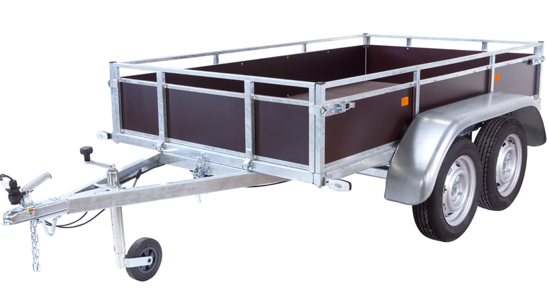Remorque bagagère LC 252 Non freinée Bois - 4 ridelles amovibles, plancher bois antidérapant, ridelles avant/arrière ouvrantes