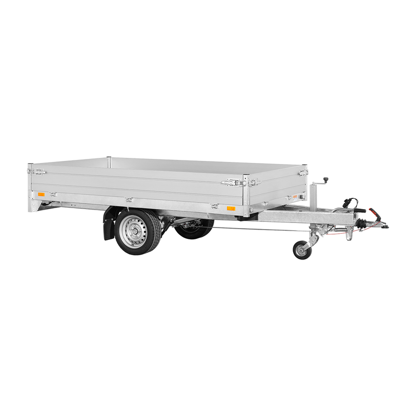 Remorque plateau PL 256 150 1350 1 - PTAC 1350 kg - Dimensions 2560x1500x300 mm