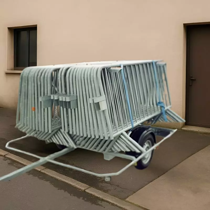 Remorque porte-barrières de police MCRTB - Transport 35 barrières - 380 x 200 cm - Charge 610 kg