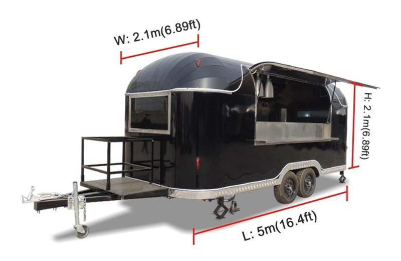 Remorque snack 5m - Look Airstream vintage - Blanc, Noir ou Rouge - Livrée équipée prête à servir