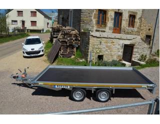 Remorque Eduard plateau 406 x 200 multi-usages nu rampes et treuil PTAC 3500 kg