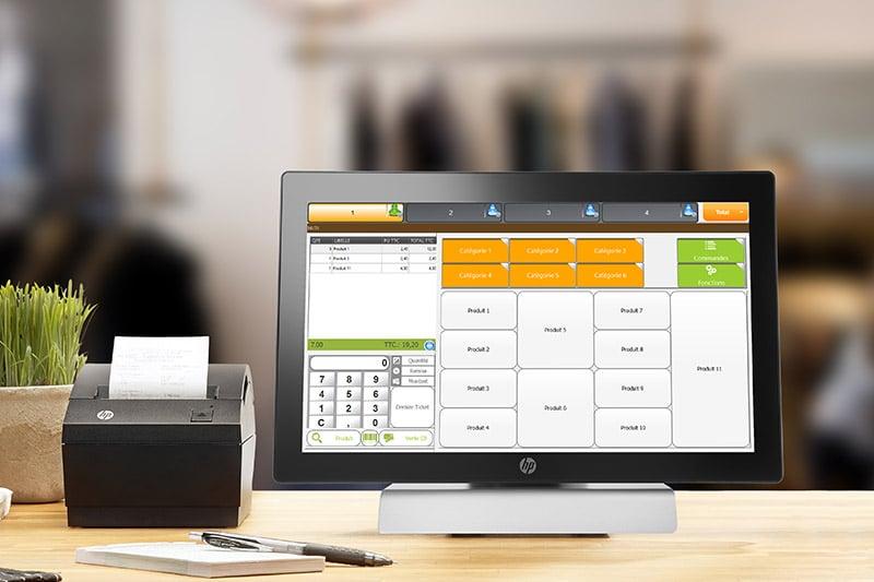 Caisse enregistreuse Menlog avec caisse tactile HP et logiciel de caisse complet