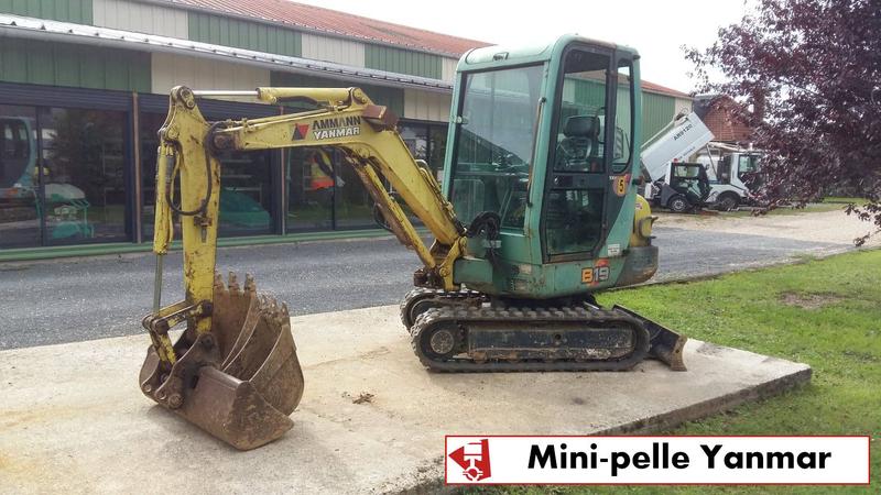 Location Mini-pelle Yanmar B19 - 2T ; 3 godets (2 de terrassement et 1 de curage)