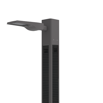 Akkor - Éclairage public LED solaire en aluminium, avec panneaux solaires haut rendement
