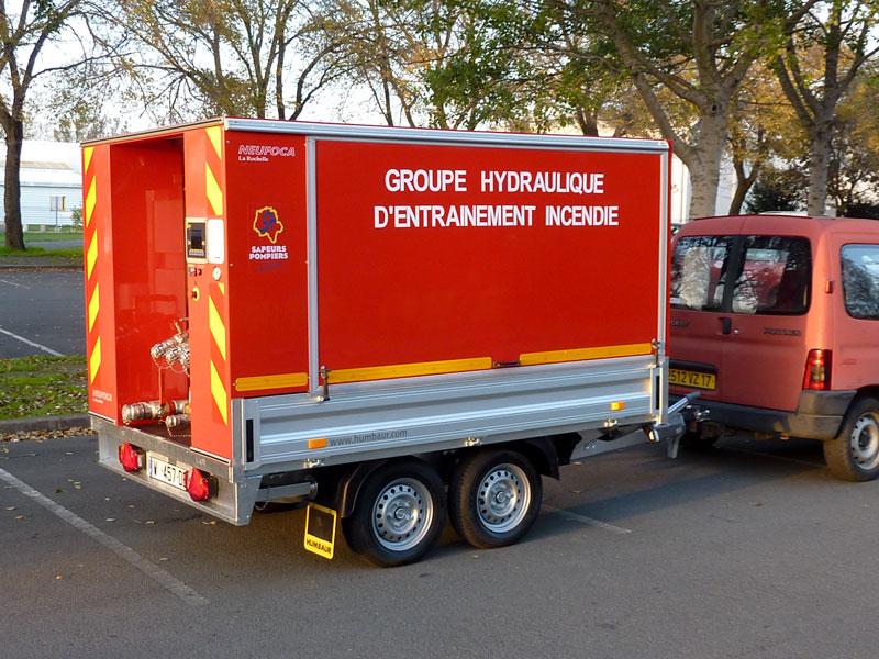Remorque de formation incendie Neufoca - Groupe hydraulique d'entraînement avec électropompe