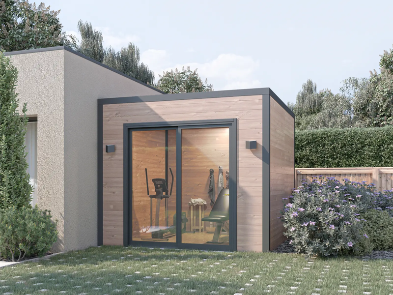 Studio de jardin design cube 3x3 avec porte coulissante - Bois Douglas - 8,7 m² - Marque MON CHALET DE JARDIN