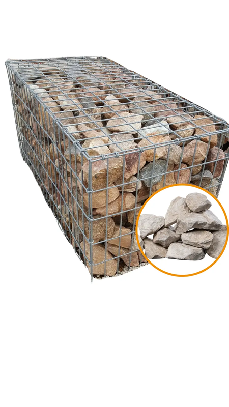Kit gabion à monter + Pierre blanche 80/150 mm - 100x50x50 cm - 400 kg - MACON GRANULATS - Réf. 092747