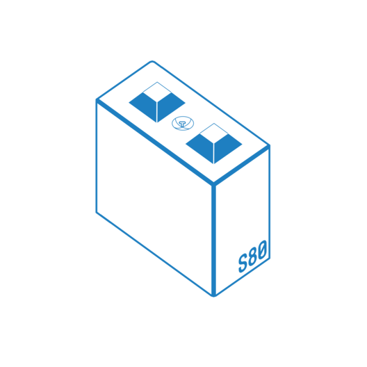 Bloc type S80 - Gamme B80 - Dimensions 80x40x80 cm - Poids 600 kg - 2 plots - 1 ancre