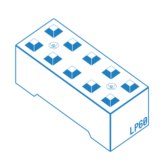 Bloc Type LP60 - Gamme B60, 150 x 60 x 60 cm, 1250 kg, 10 plots, 2 ancrages