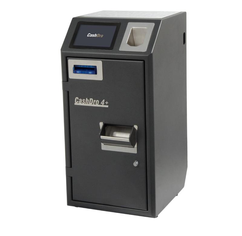 CashDro 4+ - gestion intelligente de la trésorerie, validation et distribution de pièces de 1 ct à 2 € et billets de 5 € à 500 €, 4 recycleurs de 30 billets, capacité de 400 billets, écran tactile 7\