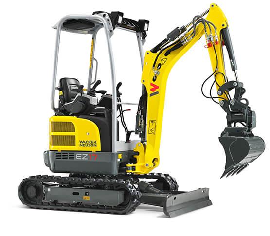 Minipelle Wacker Neuson EZ17 - 13,8 kW - profondeur de creusement jusqu'à 2 486 mm