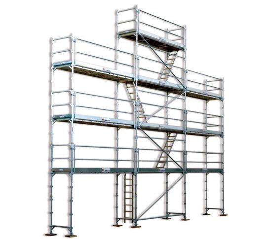 Échafaudage façadier R200 - Classe 3 200 kg/m², assemblage sans outils, compatible Solidium et M368