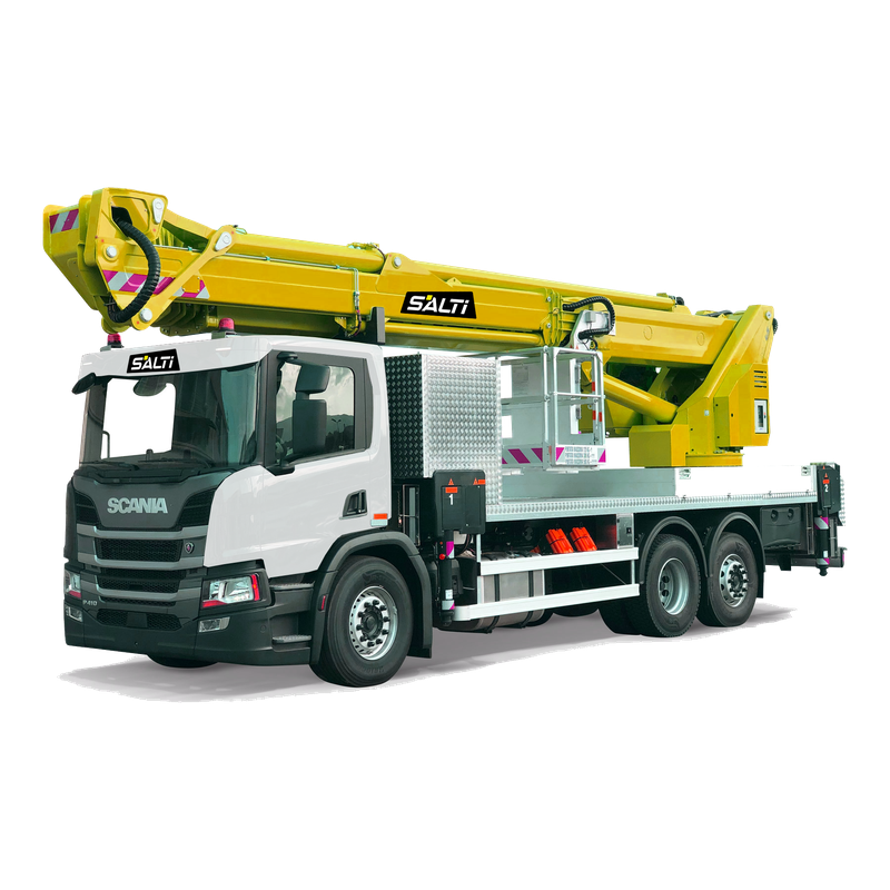 Nacelle sur PL avec opérateur 45 m - déport horizontal maximal 32 m, travail en négatif à -9 m, charge utile 500 kg