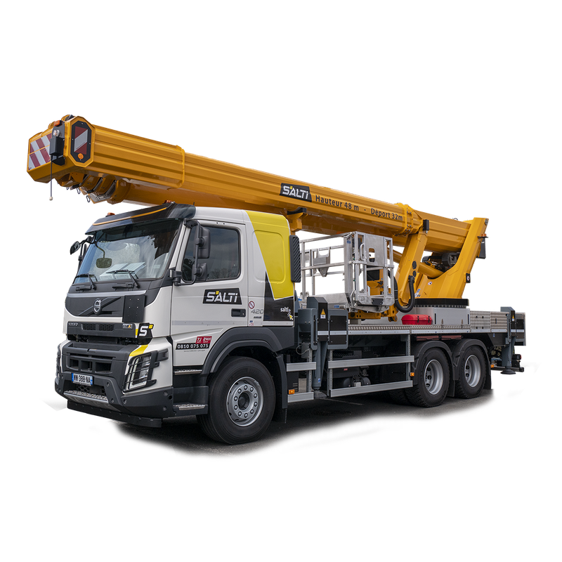 Nacelle sur PL avec opérateur 48 m - déport maxi 32 m, gasoil routier, CACES R486 Cat B