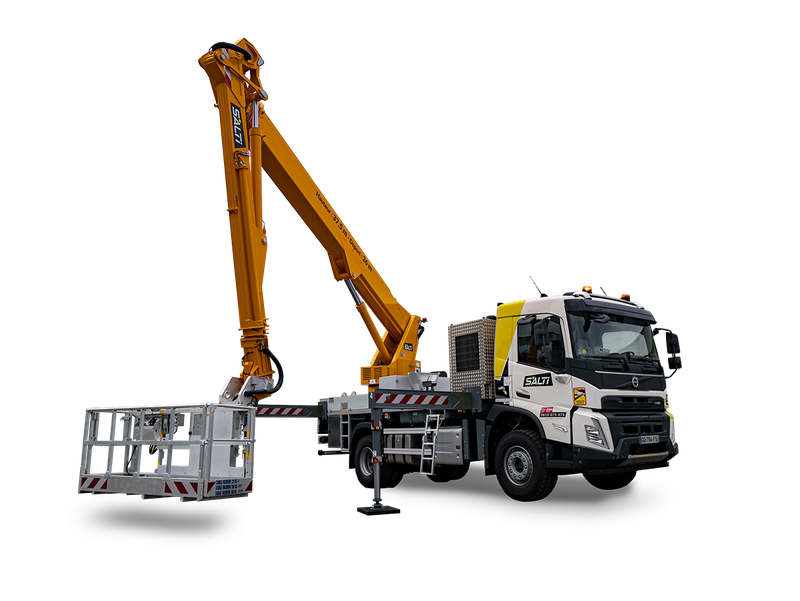 Nacelle sur PL avec opérateur 37,5 m - déport horizontal maximal 25,80 m et travail en négatif à -8 m