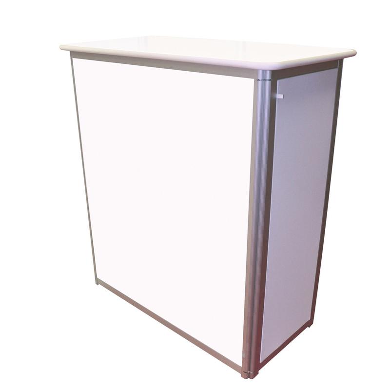 Comptoir d'accueil pliable BANQUE D'ACCUEIL - aluminium anodisé satiné - réf. 212784 - 102 x 52 x 110 cm
