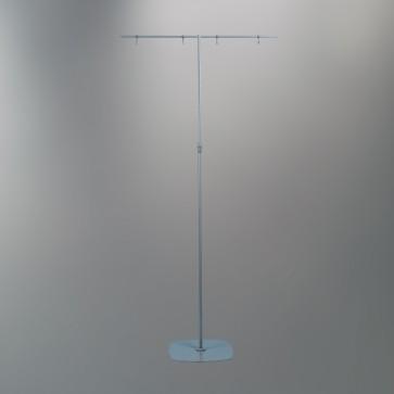 Potence magnum en T grise télescopique de 1150 à 2400 mm avec deux bras perpendiculaires de 400 mm
