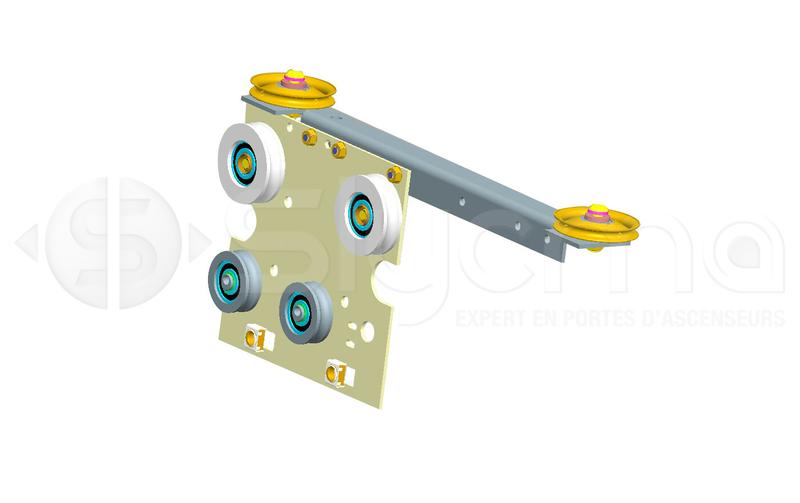 Sous ensemble chariot lent opposé entrainement pour porte de cabine CABY 4VOC - PL 700mm