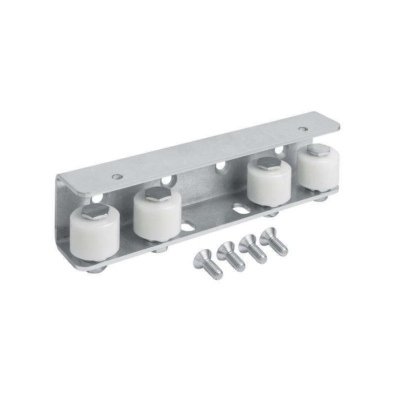Plaque de guidage en acier galvanisé 283.401 - adaptable sur profil guide 283.423 et 283.433 pour entrainement telescopique portail coulissant sur rail
