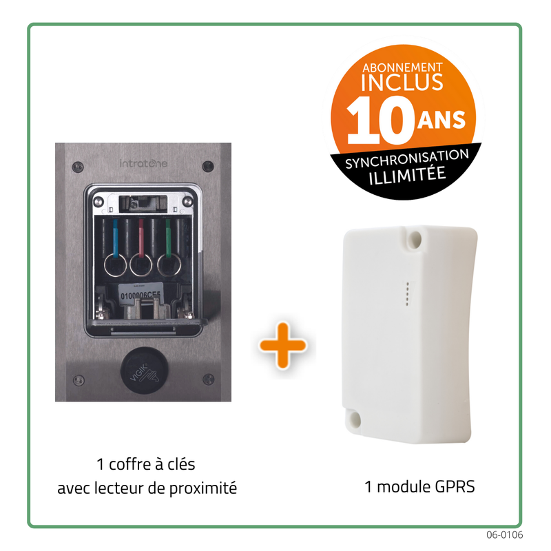 06-0106 - Coffre à clés communiquant INTRABOX INTRATONE Eco Data avec lecteur VIGIK et gestion jusqu'à 10000 badges