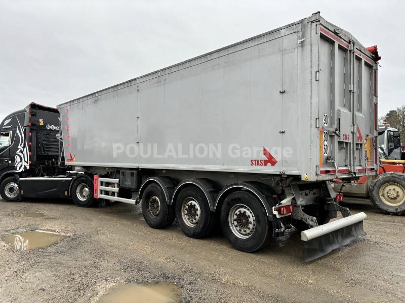 Semi-remorque Stas S300CX CEREALIERE 52 m³ Benne arrière - Occasion, 3 essieux, suspension pneumatique, caisse aluminium