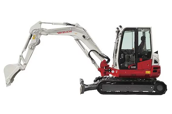 Mini-pelle TB260 Takeuchi neuve - 5735 kg, moteur 48ch, technologie DPF, 3 lignes auxiliaires