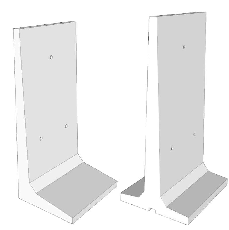 Mur de soutènement Perin en béton armé - forme en L ou en T, droit ou angle, longueur 1 mètre, hauteur 200 à 300 cm