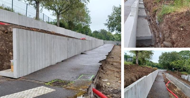 Murs de soutènement architectonique Perin - béton armé, finition lisse ou matricée, longueur 1 ou 2 m, hauteur jusqu'à 450 cm