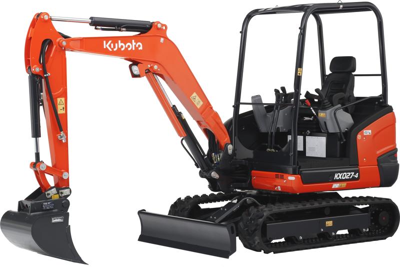 Mini pelle KX027-4 - Kubota 23,8 cv - Profondeur de fouille 2740 mm - Poids 2590 kg