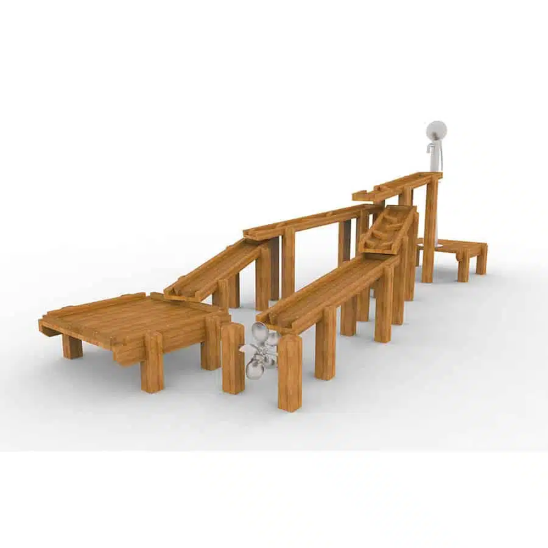 AQUA01 Creativ - Jeu d'eau bois pour 2-8 ans - 5 enfants - 32,7 m² zone sécurité