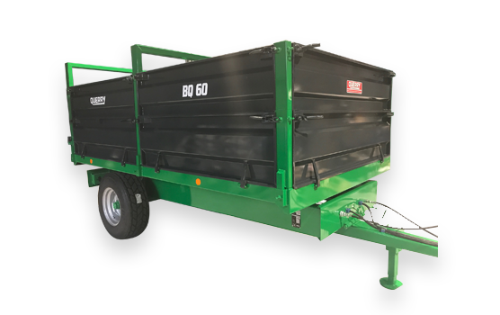 Benne semi-portée - BQ 47 et BQ 60, ridelles démontables, châssis tôle profilée, portes arrières, peinture polyuréthane